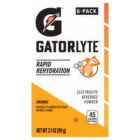 Gatorlyte Electrolyte Beverage Powder, Orange, Rapid Rehydration, 6 Pack, 6 Each