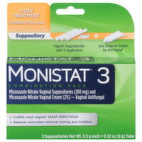 Monistat Suppository, 3-Day Treatment, Combination Pack, 1 Each