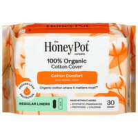 The Honey Pot Company 100% Organic Cotton Cover Regular Liners, 30 Each