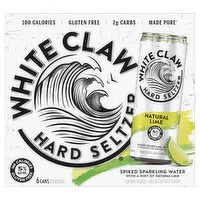 White Claw Hard Seltzer, Natural Lime, Spiked, 6 Pack, 6 Each