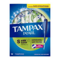 Tampax Pearl Tampax Pearl Tampons with LeakGuard Braid, Super, 18 Ct, 18 Each