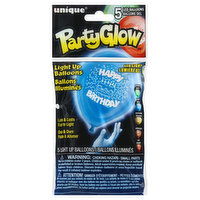 Unique PartyGlow Balloons, Light Up, Led Light, 5 Each