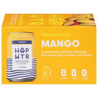 Hop Wtr Sparkling Hop Water, Mango Flavored, Non-Alcoholic, 6 Each