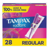 Tampax Radiant Radiant Tampons, Regular, 28 Each