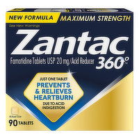 Zantac 360 Acid Reducer, Maximum Strength, Tablets, 90 Each