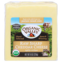 Organic Valley Cheese, Sharp Cheddar, Raw, 8 Ounce