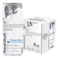 Red Bull Coconut Edition Energy Drink, Coconut Berry, 80mg Caffeine, 8.4 fl oz, 4 Each