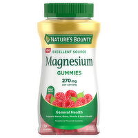 Nature's Bounty Magnesium, General Health, 270 mg, Gummies, Raspberry Flavored, 90 Each