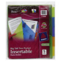 Avery Advantages Plastic Dividers, Insertable, Big Tab Two Pocket, 5 Each