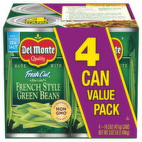 Del Monte Fresh Cut Green Beans, French Style, 4 Can Value Pack, 4 Each