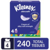 Kleenex Ultra Soft 3-Ply Tissues, 4 Each