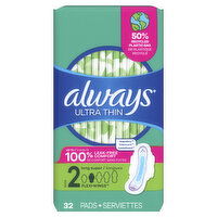 Always Ultra Thin Always Ultra Thin Pads with Wings, Size 2, 32, 32 Each