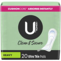 U by Kotex Clean & Secure Ultra Thin Pads, Heavy Absorbency, 20 Each