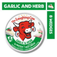 The Laughing Cow Cheese Wedges, Creamy Garlic & Herb, Spreadable, 8 Each
