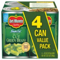 Del Monte Fresh Cut Green Beans, Cut, Blue Lake, 4 Can Value Pack, 4 Each