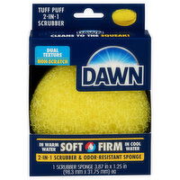 Dawn Scrubber Sponge, 2-in-1, Tuff Puff, Odor-Resistant, Dual Texture, Non-Scratch, 1 Each