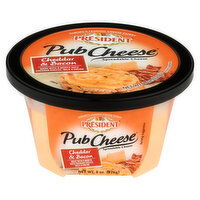 President Pub Cheese Spreadable Cheese, Cheddar & Bacon, 8 Ounce