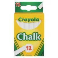 Crayola Chalk Sticks, White, Nontoxic, 12 Each