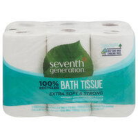 Seventh Generation Bath Tissue, Double Rolls, Extra Soft & Strong, 2-Ply, 12 Each