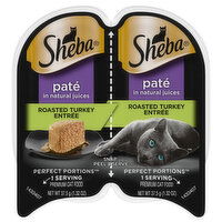 Sheba Perfect Portions Cat Food, Pate in Natural Juices, Roasted Turkey Entree, 2 Each