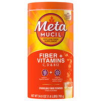 Metamucil Fiber Powder, Sparkling, Fiber + Vitamins, Citrus Flavored, 24.9 Ounce