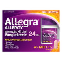 Allegra Allergy Relief, Indoor/Outdoor, Non-Drowsy, 24 Hr, Tablets, 45 Each