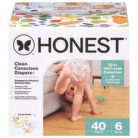 Honest Clean Conscious Diapers Diapers, 6, Rockin' Tot, 35+ lbs, 40 Each