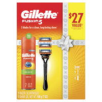 Gillette Fusion5 Razor for Men + Fusion Shave Gel Holiday Gift Set, 1 Each