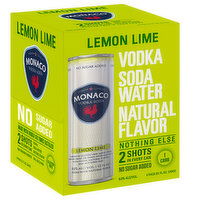 Monaco Vodka Lemon Lime Soda Water, 4 Pack, 12 Fluid ounce