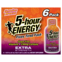 5-Hour Energy Energy Drink, Extra Strength, Hawaiian Breeze, 6 Pack, 6 Each