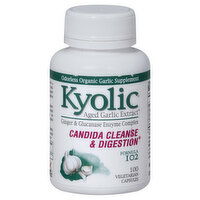 Kyolic Cleanse & Digestion, Candida, Formula 102, Vegetarian Capsules, 100 Each