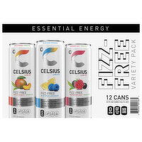 Celsius Live Fit Fizz-Free Peach Mango + Green Tea/Blue Razz Lemonade/Raspberry Acai + Green Tea Energy Drink Variety Pack, 12 Each