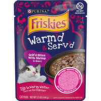 Friskies Warm'd & Serv'd Gravy Wet Cat Food, Warm'd & Serv'd Grill'd Bites With Shrimp, 3.5 Ounce