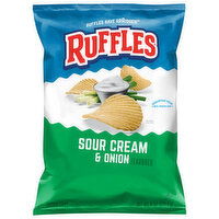 Ruffles Potato Chips, Sour Cream & Onion Flavored, 8 Ounce