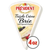 President Cheese, Soft-Ripened, Triple Creme Brie, 4 Ounce