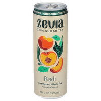 Zevia Black Tea, Organic, Sweetened, Peach, 12 Fluid ounce