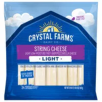 Crystal Farms String Cheese, Light, Part-Skim, Low-Moisture, Mozzarella, 24 Each