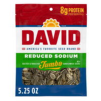 DAVID Reduced Sodium Salted and Roasted Jumbo Sunflower Seeds Keto Friendly Snack Reduced Sodium Salted and Roasted Jumbo Sunflower Seeds Keto Friendly Snack, 5.25 Ounce