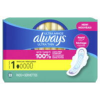 Always Ultra Thin Always Ultra Thin Pads with Wings, Size 1, 22, 22 Each