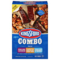Kingsford Combo Pack, with Sweet & Smoky Kansas City Style BBQ Sauce, Pulled Chicken/St. Louis Style Center Cut Pork Ribs/Pulled Pork, 28 Ounce