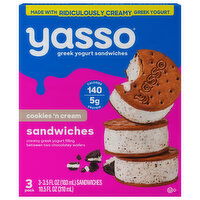 Yasso Greek Yogurt Sandwiches, Cookies 'n Cream, 3 Each