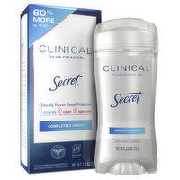 Secret Clinical Strength Clinical Strength Clear Gel Antiperspirant and Deodorant, Completely Clean, 2.6 oz, 2.6 Ounce