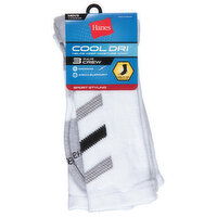 Hanes Socks, Crew, White, Men's, 3 Each