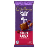 Cadbury Dairy Milk Milk Chocolate, Fruit & Nut, 3.5 Ounce