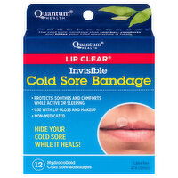 Lip Clear Cold Sore Bandages, Invisible, Hydrocolloid, 12 Each