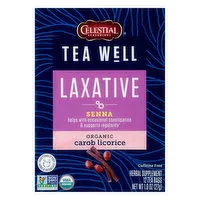 Celestial Seasonings Tea Well Tea Well Laxative Senna Organic Carob Licorice Herbal Supplement Tea Bags, 1 Ounce