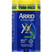 Arrid XX Antiperspirant Deodorant, Ultra Clear Aerosol, Ultra Fresh, Twin Pack, 2 Each