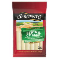 Sargento String Cheese, Light, Reduced Fat, Low Moisture, Mozzarella, 12 Pack, 12 Each