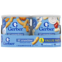 Gerber Crawler (8+ Months) Baked Grain Snack Mild Cheddar/Veggie Dip Lil' Crunchies Value Pack, 4 Each