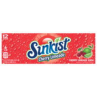 Sunkist Soda, Cherry Limeade, 12 Pack, 12 Each